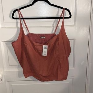 Abercrombie & fitch Double layered crop cami with smocked backing, linen